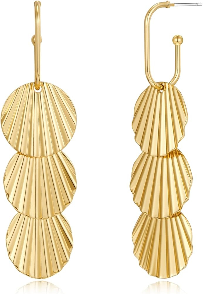 ENSKEFEN Lightweight Gold Drop Earrings for Women Gold Teardrop Dangle Earrings Statement Retro G... | Amazon (US)
