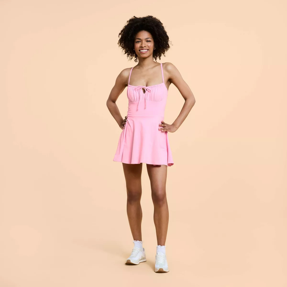 Blogilates Women's Tie Front Twirl Active Dress - Light Pink XL | Target