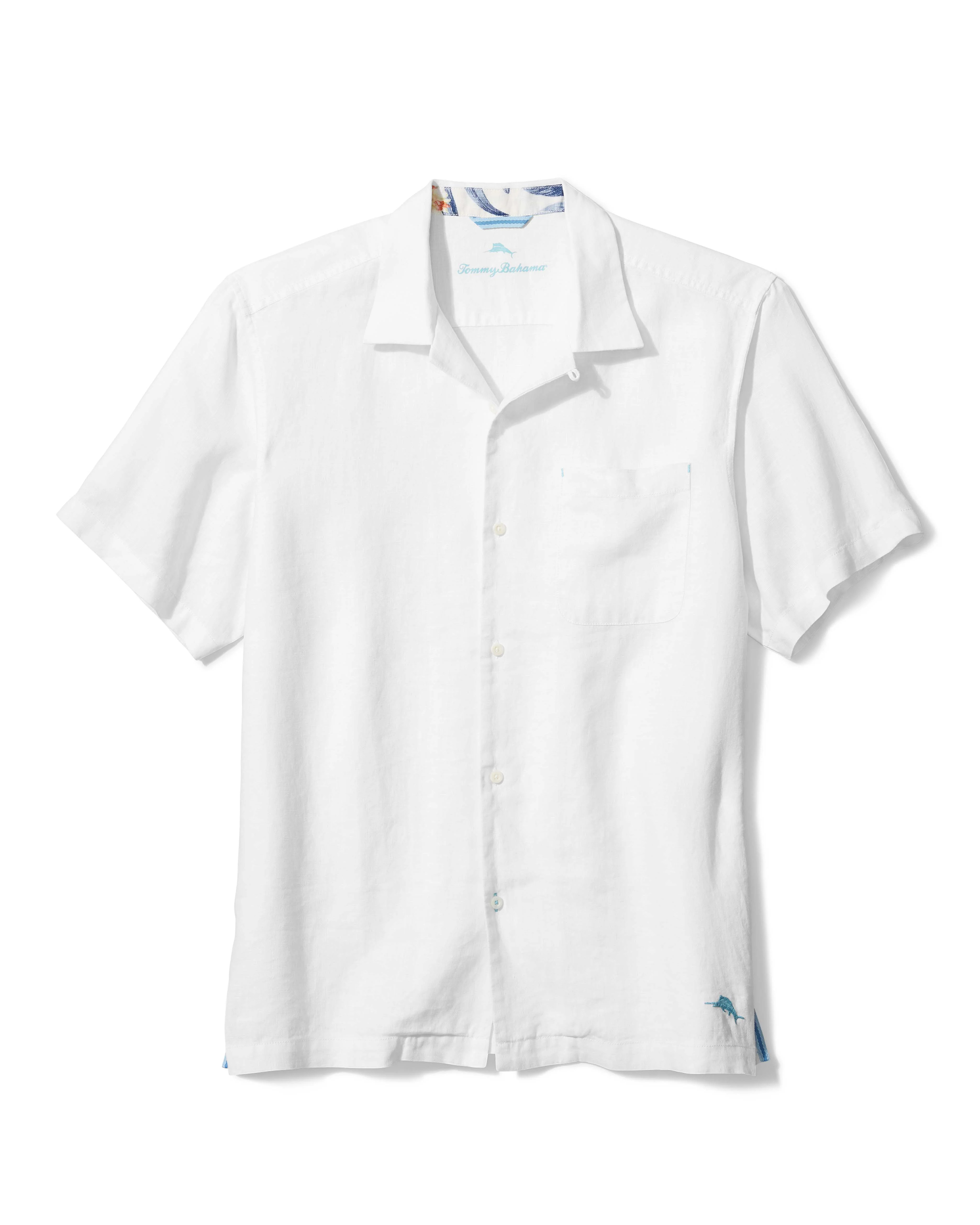 Tommy Bahama Men's Sea Glass Linen Camp Shirt in White Large Lord & Taylor | Lord & Taylor