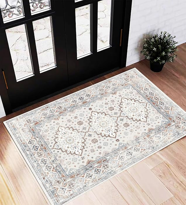 CHAMPLANT Area Rug 2x3 Washable Rug Door Mat Vintage Distressed Doormat Indoor Entrance Tradition... | Amazon (US)