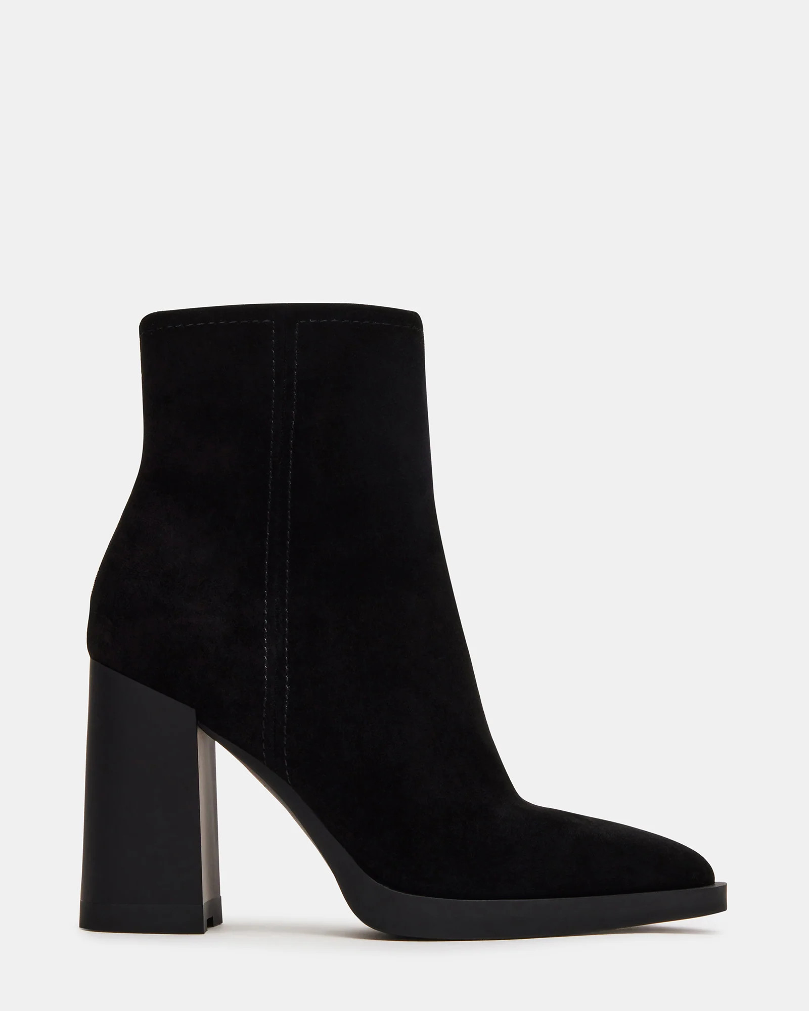 HARDEN Black Suede Pointed Toe Ankle Boot | Women's Booties | Steve Madden (US)