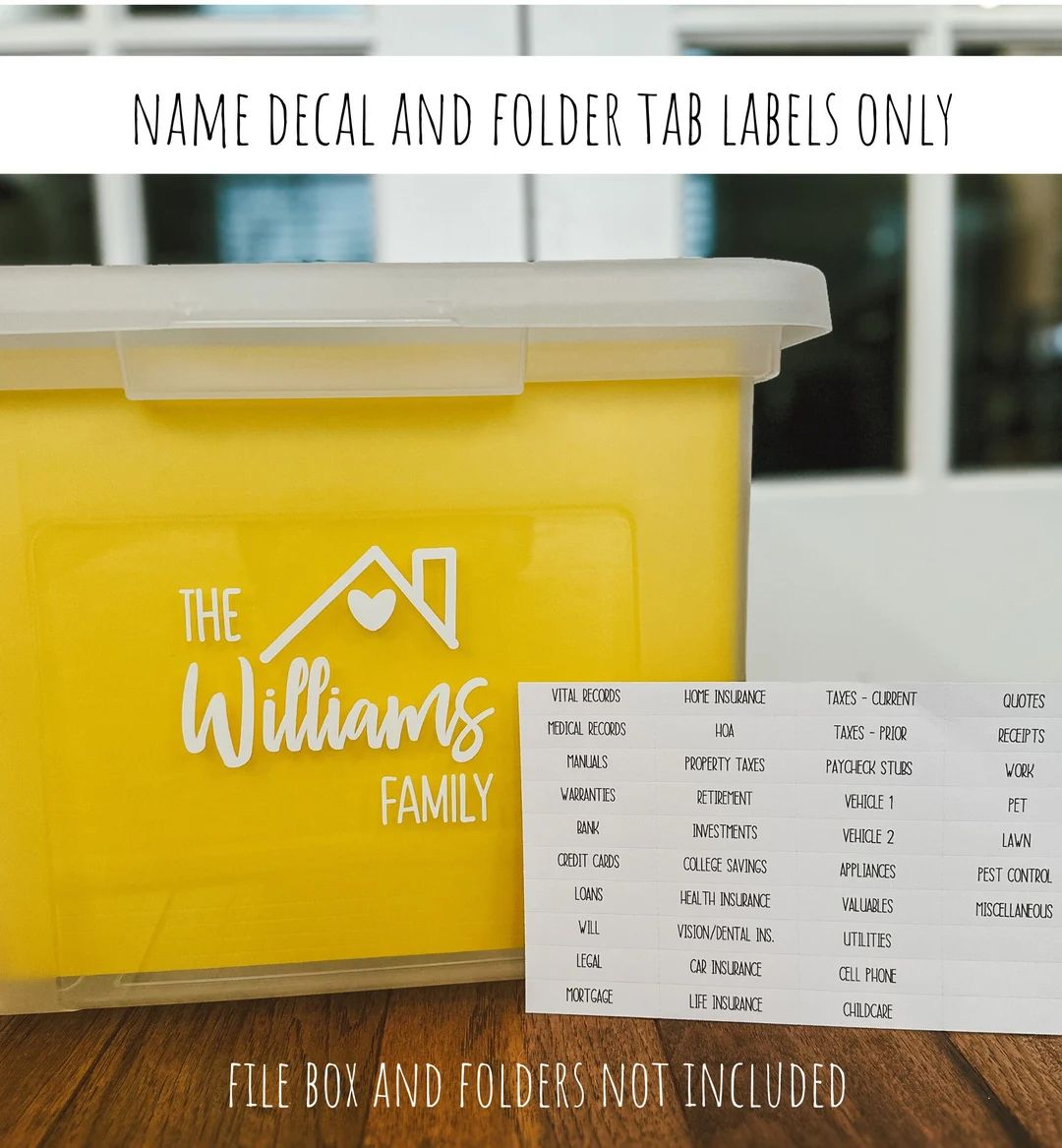 DIY Kit: Home Paperwork Organizing Name Decal and Folder Tabs | Household Files | House Documents | Etsy (US)