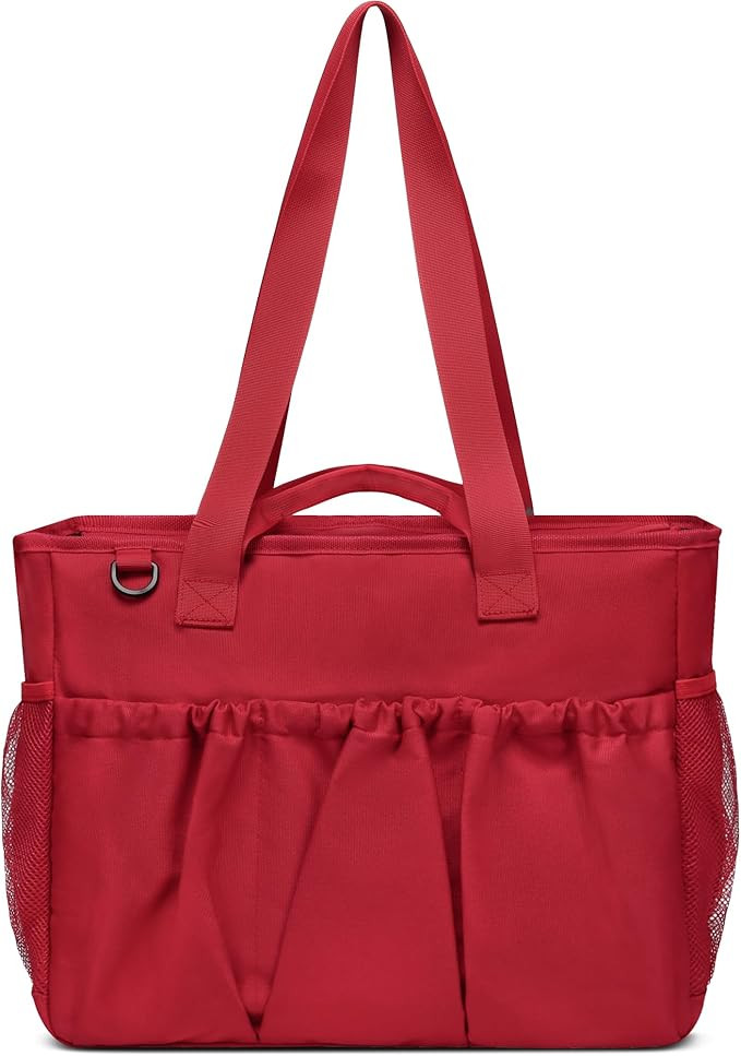 Red Tote Bag with Laptop Compartment Large School Tote Bag for Women College Tote Bag XL Everyday... | Amazon (US)