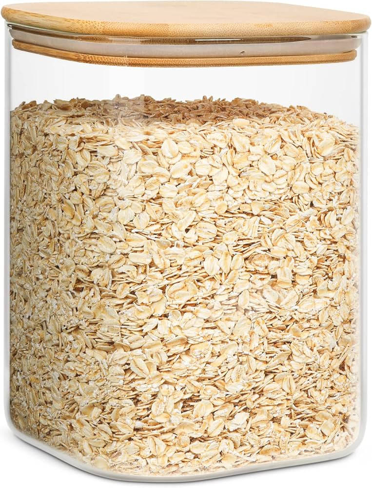 ComSaf 3300ml Square Glass Jars with Bamboo Lids, Large Glass Storage Jars, Wide Mouth Food Stora... | Amazon (UK)