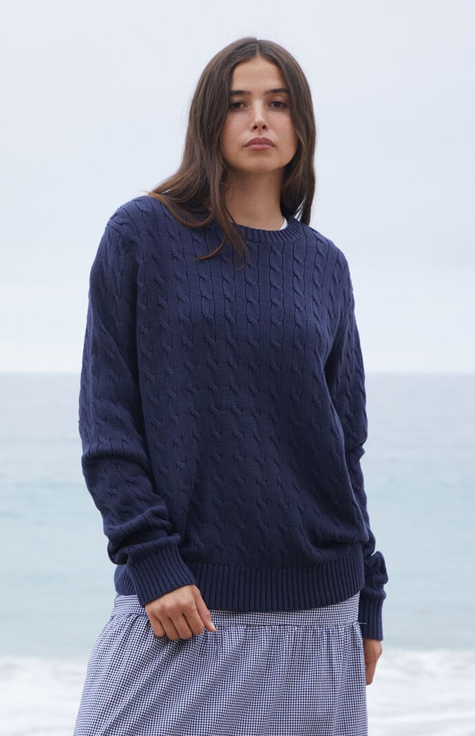 John Galt Women's Navy Cable Knit Sweater | PacSun