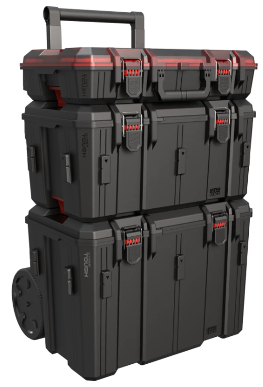 Hyper Tough Hyper Stack Heavy Duty 3 Piece Modular Rolling Toolbox System, Black | Walmart (US)