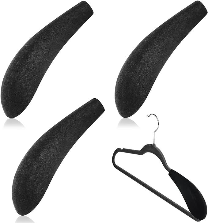 Velvet Hangers Shoulder Form Hanger Shoulder Shaper Black Hanger Pads Flocking and Plastic Hanger... | Amazon (US)