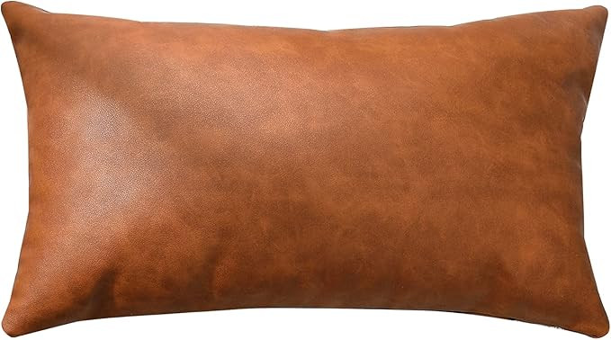 KKY Faux Leather Farmhouse Lumbar Pillow Cover 12x20 inch, Modern Country Style Decorative Lumbar... | Amazon (US)