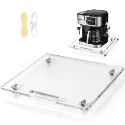 Acrylic Appliance Slider With Rubber Wheels, Sliding Tray For Heavy Kitchen Appliances, Countertop Moving Tray Accessories - 13" X 14" (Clear) | Wayfair North America