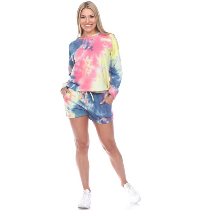Women's Tie Dye Lounge Top & Shorts Set - White Mark | Target