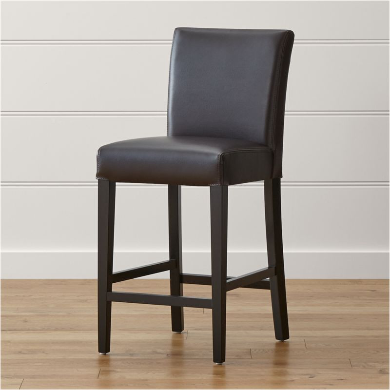 Lowe Chocolate Leather Counter Stool + Reviews | Crate & Barrel | Crate & Barrel
