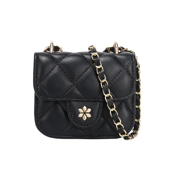 Dasiy Rose Unisex Vegan leather Quilted Mini Cross Body Bag, Black | Walmart (US)