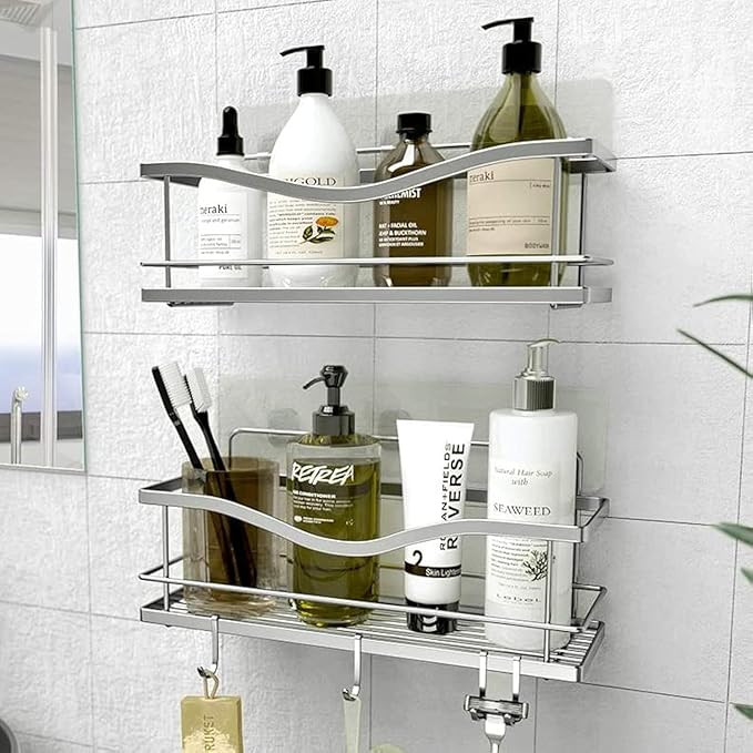 KINCMAX Premium Shower Caddy, Self Adhesive Wall Shower Organizer, 2-Pack No Drill Bathroom Showe... | Amazon (US)