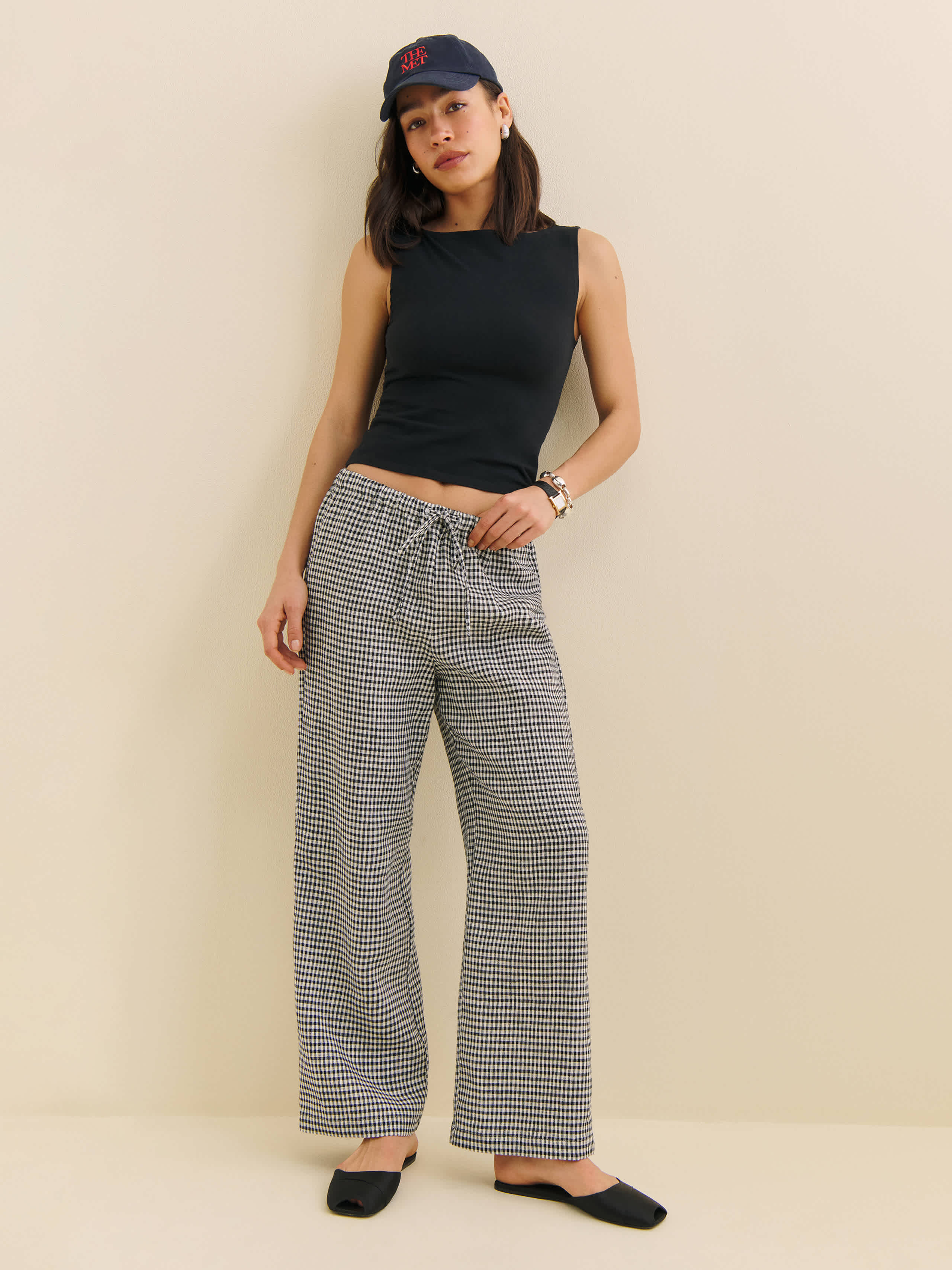 Reformation Olina Linen Cropped Pant Black Medium | Reformation (Global)