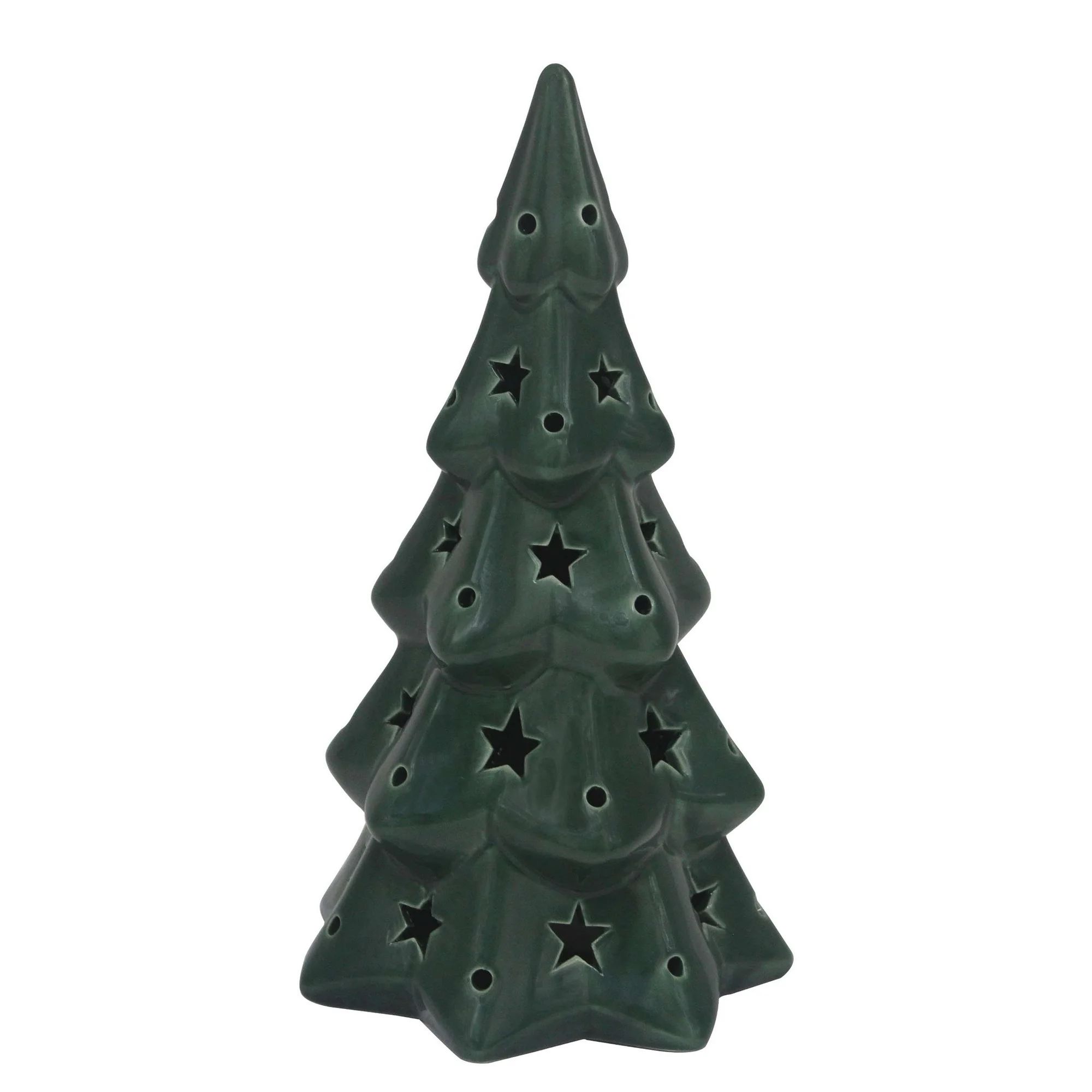 Holiday Time 8.5" Large LED Glazed Ceramic Christmas Tree, Green - Walmart.com | Walmart (US)