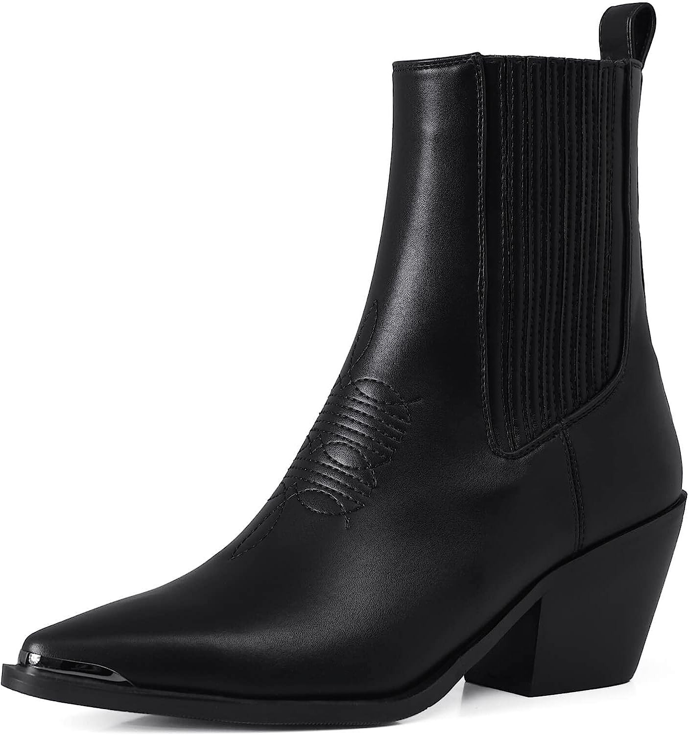 LACUONE Women's Chelsea Ankle Boots Lug Sole Platform Chunky Block Mid Heel Short Booties w/Doubl... | Amazon (US)