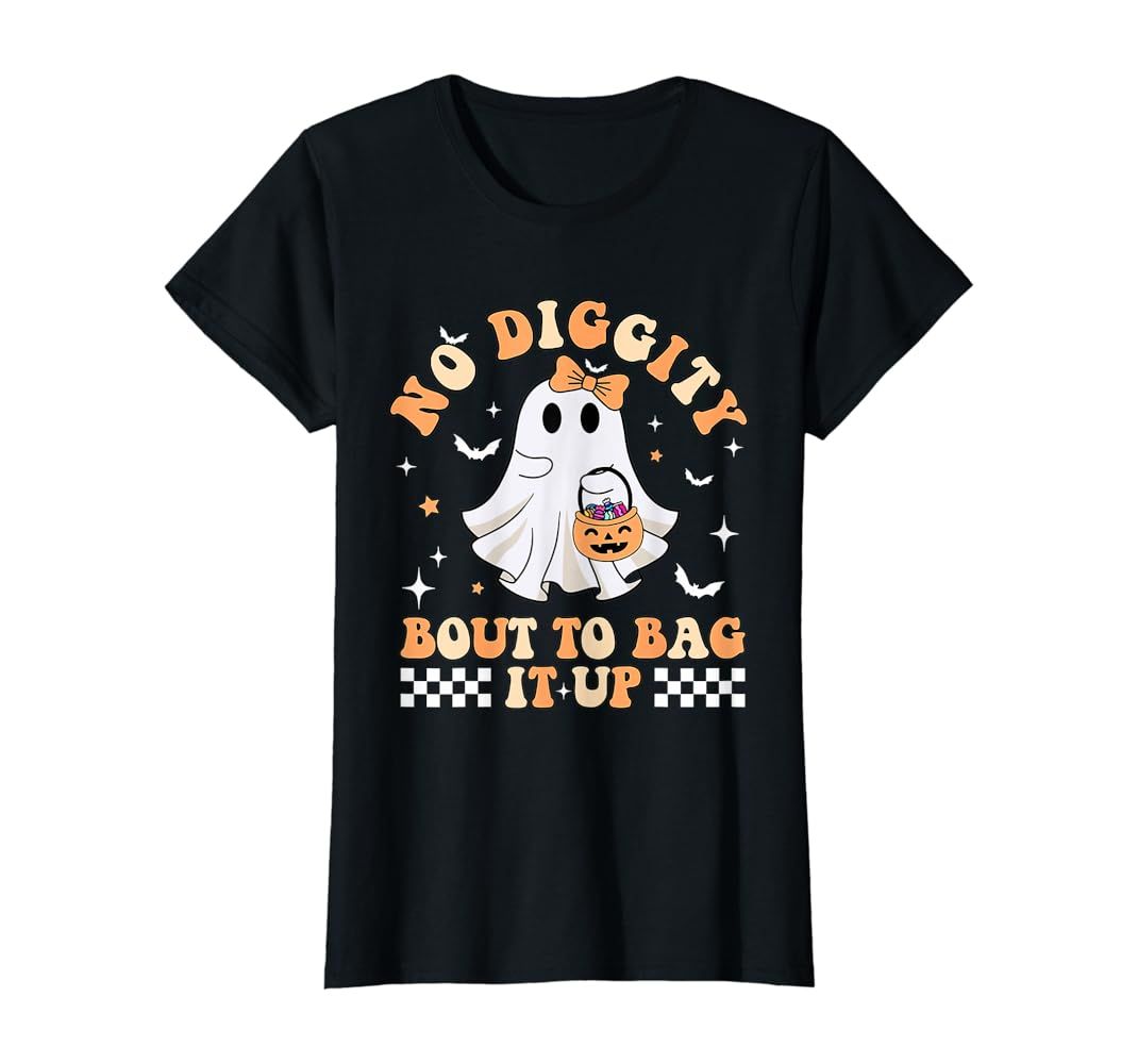 Funny Ghost No Diggity Bout To Bag It Up Spooky Halloween T-Shirt | Amazon (US)
