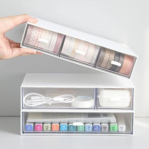 Desk Organizer, Bathroom Office Desktop Countertop Vanity Organizer with Drawer, Stackable office... | Amazon (US)