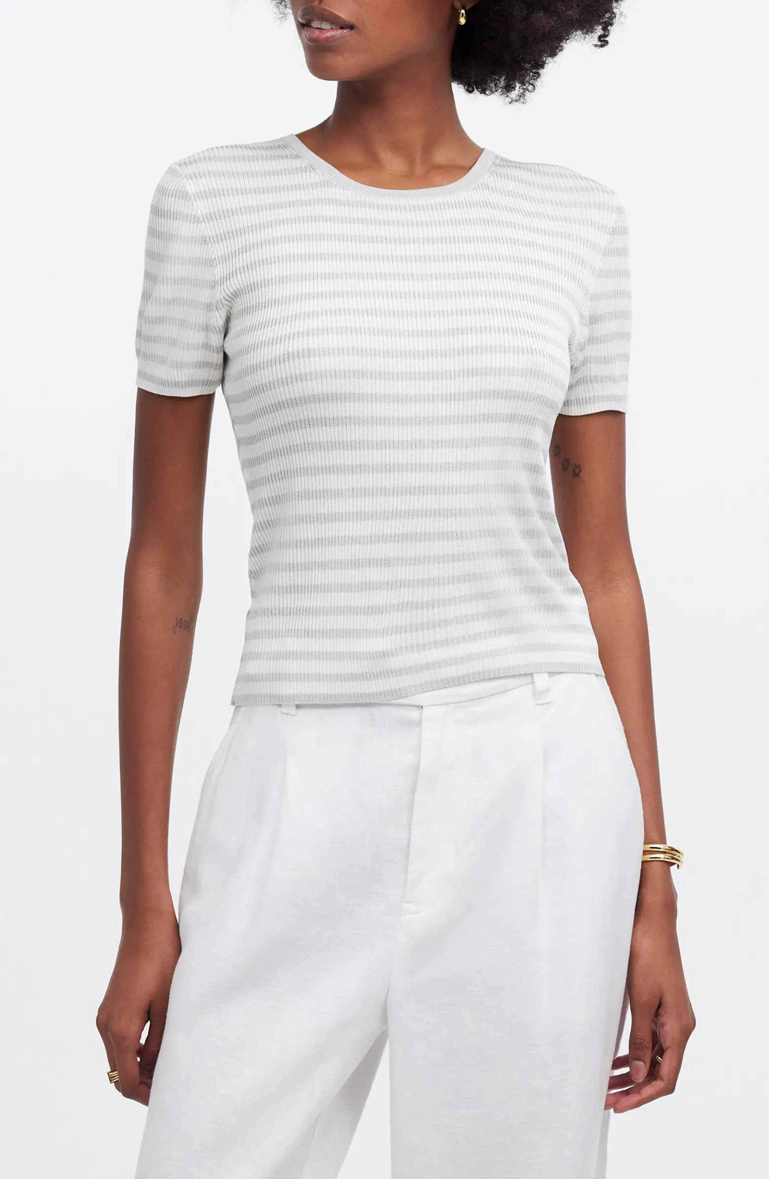 Stripe Microrib Sweater T-Shirt | Nordstrom