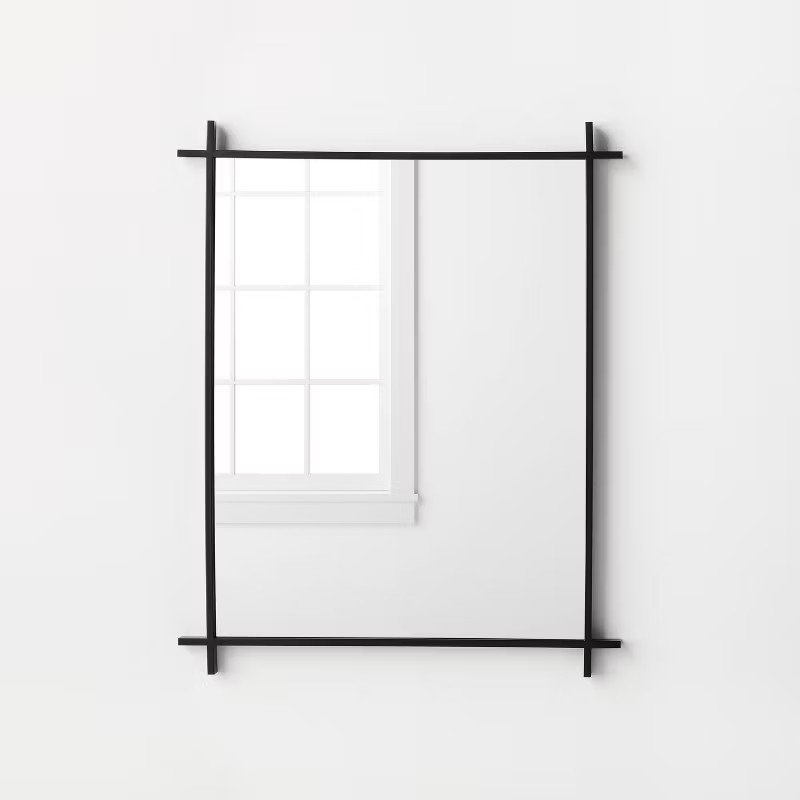24" x 30" Cross Corner Metal Wall Mirror Black - Threshold™ designed with Studio McGee | Target