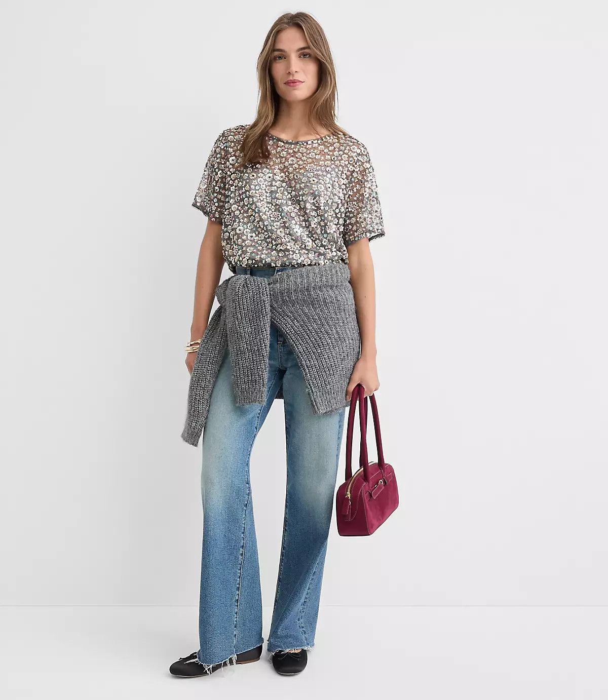 Floral Sequin Top | LOFT