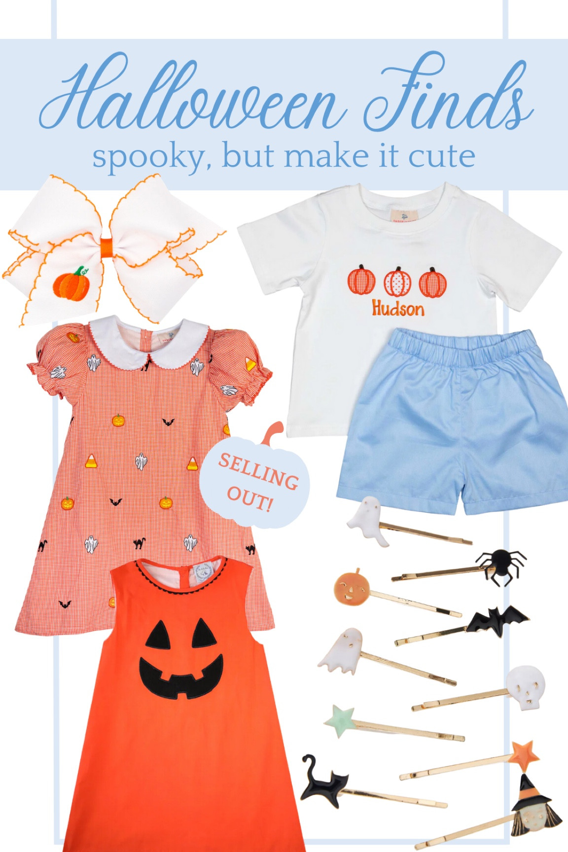 Cutest Halloween clothing and accessories for kids! Love these Halloween themed dresses for girls and shorts set for boys. Top the outfit off with a pumpkin hair bow and spooky hair clips.

Fall fashion, classic children’s clothing, pumpkins, smocked dress, preppy, classic style, kids fashion #halloween #kids #classicchildrensclothing #classicstyle #preppy 

#LTKSeasonal #LTKkids #LTKunder50