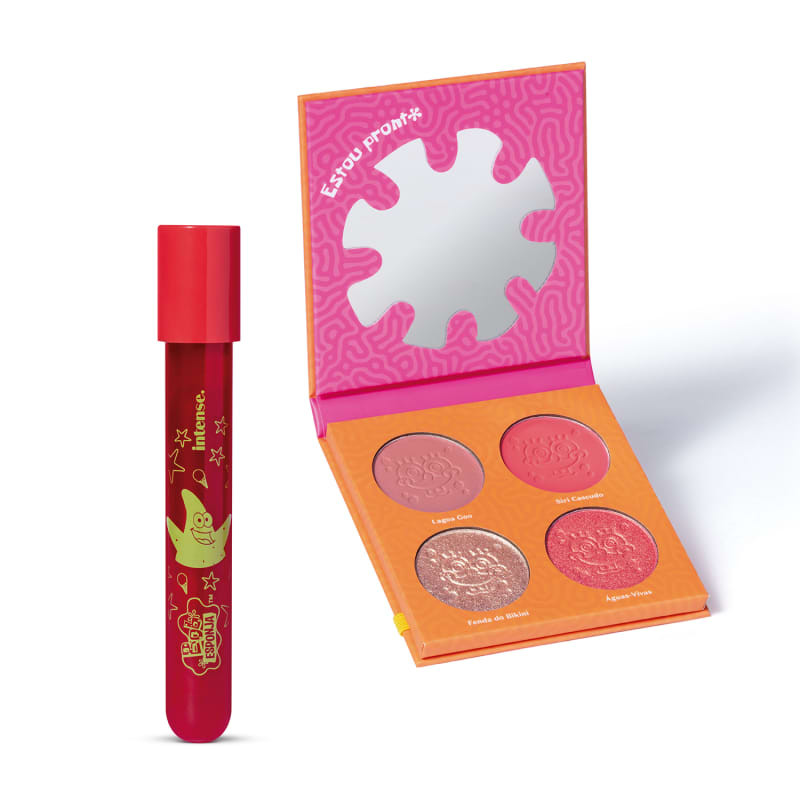 Combo Intense Patrick Estrela: Lip Tint Coral 5,5ml + Palette Multifuncional Bob Esponja 10g | oBoticario (BR)
