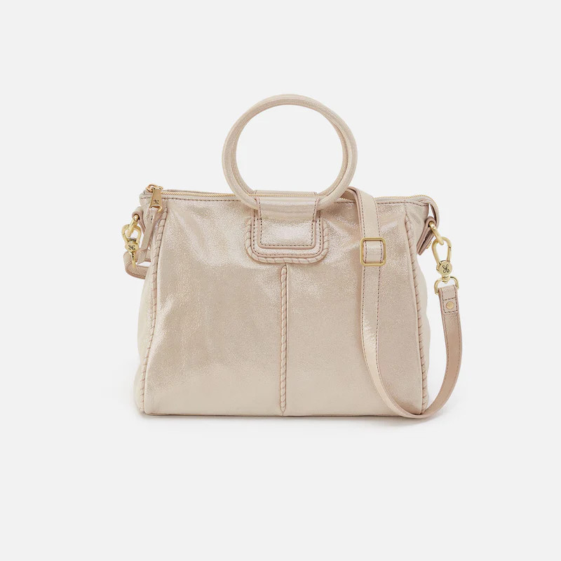 Sheila Medium Satchel In Metallic Leather - Sand Shimmer | HOBO Bags
