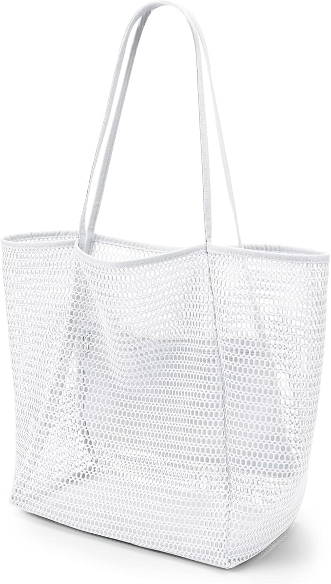 KALIDI BeachNylon Mesh Tote Bag, Casual Tote Bag Hobo Women Foldable MAX 23L Shoulder Bag For Bea... | Amazon (US)
