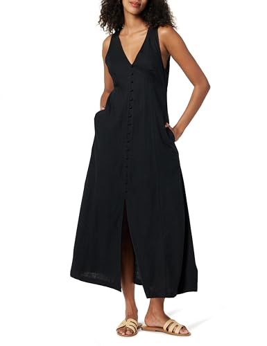 The Drop Women's Blanca Linen Button-Front V-Neck Maxi Dress | Amazon (US)