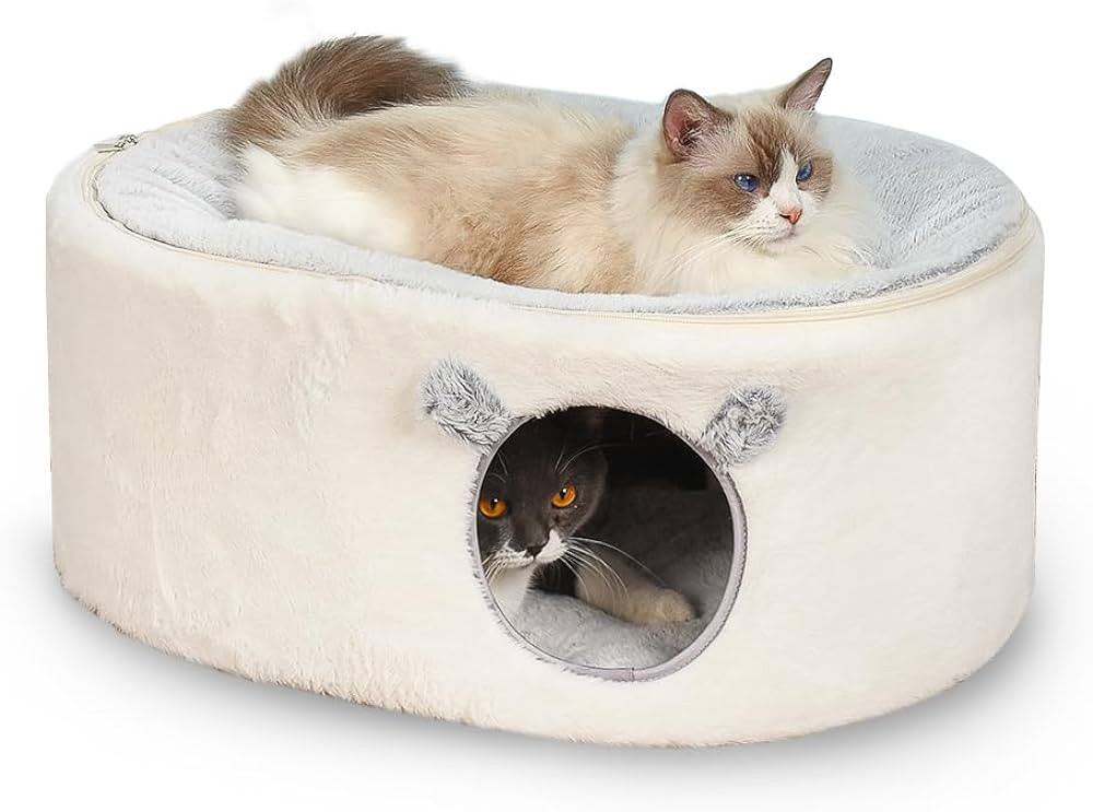 Zoratoo Cat Bed for Indoor Cats, Fluffy Cat Cave Large Enclosed Cat House Pet Bed Hammock with Re... | Amazon (US)