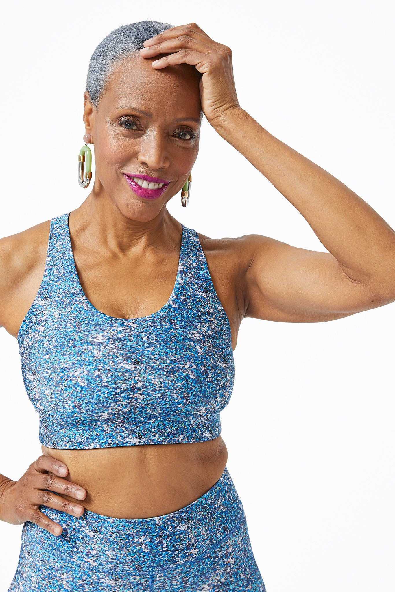 Blue Glitter Hi-Shine Bra | Terez