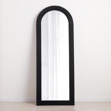 Black Carved Wood Arch Leaning Full Length Mirror | World Market
