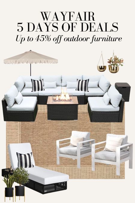 Wayfair 5 days of deals - outdoor furniture sale!! Outdoor decor, patio furniture, patio set, outdoor chair, outdoor rug, lounger 

#LTKsalealert #LTKhome