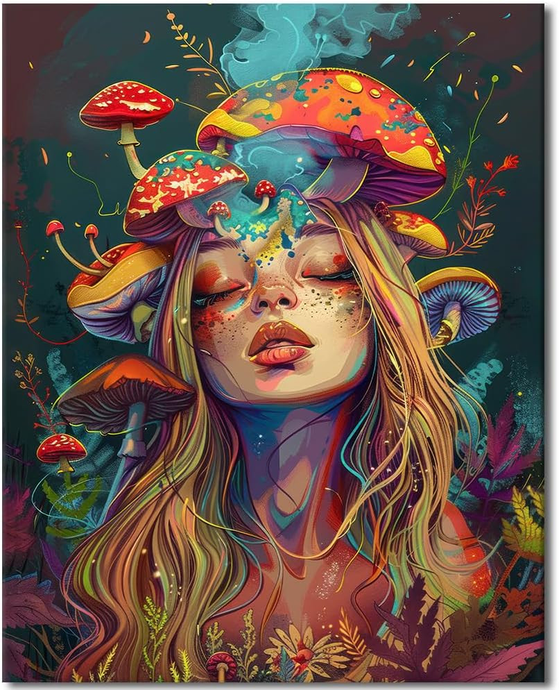 TUMOVO Paint by Numbers for Adults Mushroom Woman Painting Unique Gift | Amazon (US)