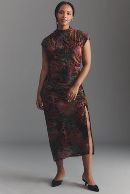 The Maya Ruched Cowl-Neck Mesh Dress | Anthropologie (US)