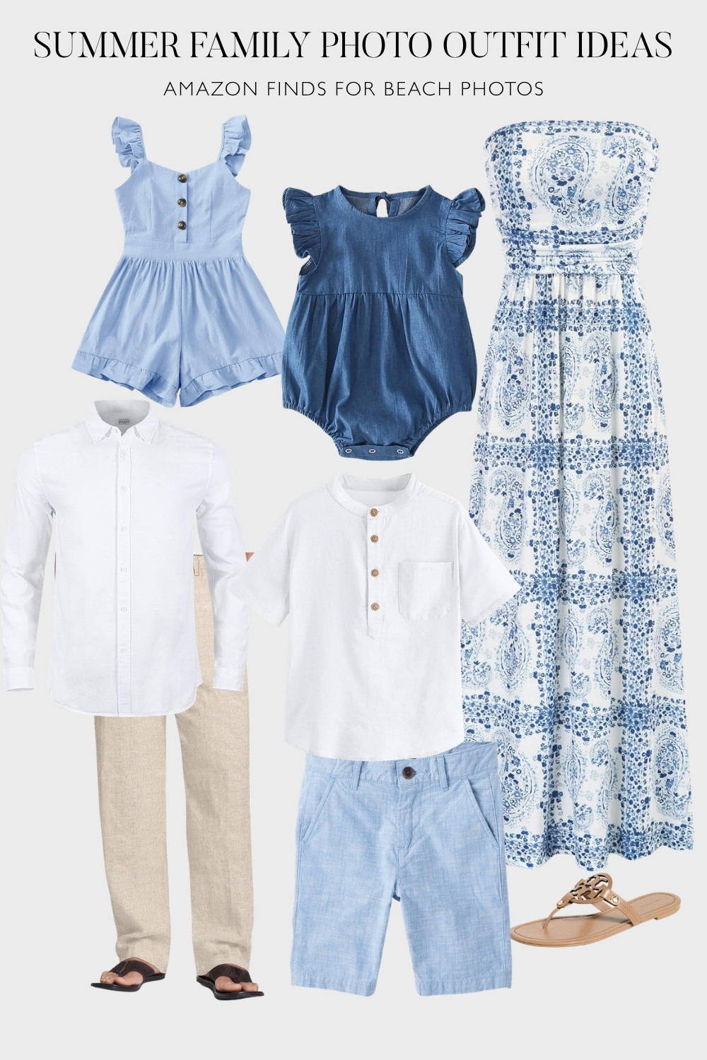 Summer Beach Family Photo Outfits from Amazon | Blue and White Color Palette 

 #LTKmomlife #LTKSeasonal #LTKKids