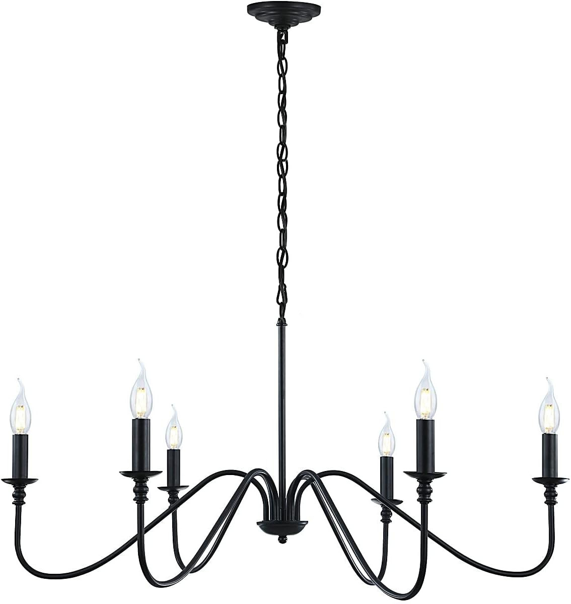 Black Chandelier,6-Light Rustic Industrial Iron Chandeliers for Dining Room Lighting Fixtures Hanging,Candle Hanging Hallway, Living Room, Foyer, Bedroom, Office, Bar,Island Lights | Amazon (US)