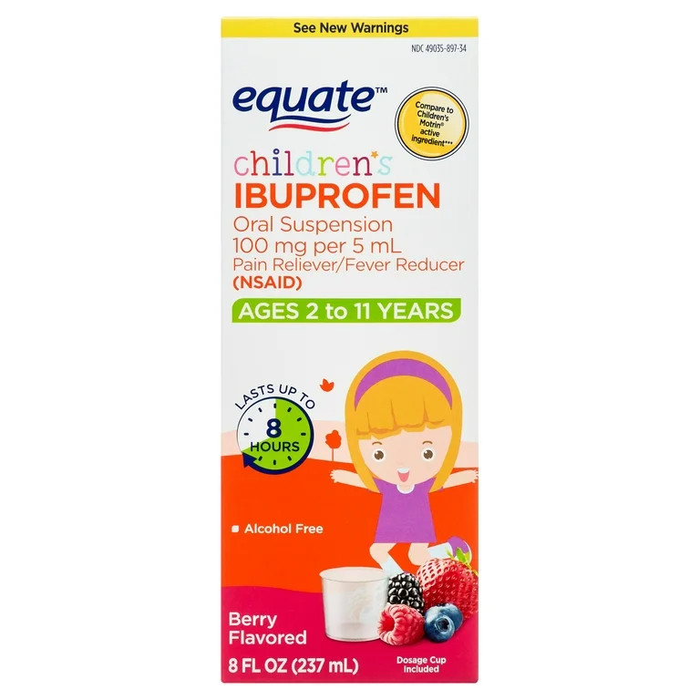 Equate Children's Ibuprofen Oral Suspension, 100 mg per 5 mL, Berry, 8 fl oz | Walmart (US)