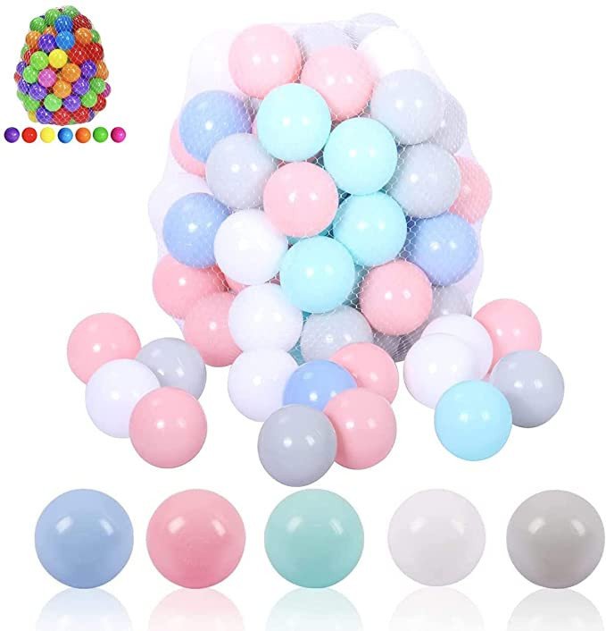 LANGXUN 50 Soft Plastic Ball Pit Balls - Plastic Toy Balls for Kids - Ideal Baby Toddler Ball Pit... | Amazon (US)