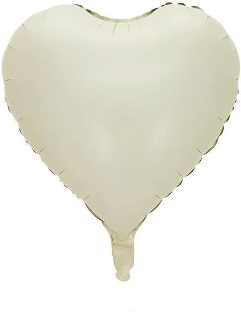 10Pcs Cream White Foil Heart Shaped Balloons 18 Inch Sand White Heart Balloons For Baby Shower We... | Amazon (US)