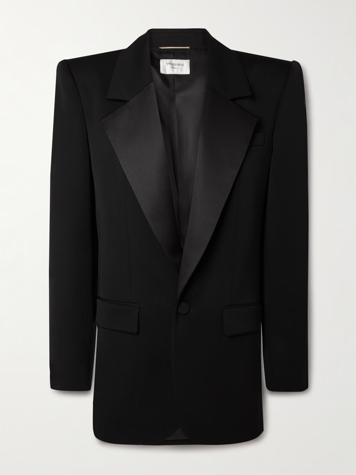 SAINT LAURENT - Grain De Poudre Wool And Silk-satin Blazer - Black | NET-A-PORTER (UK & EU)