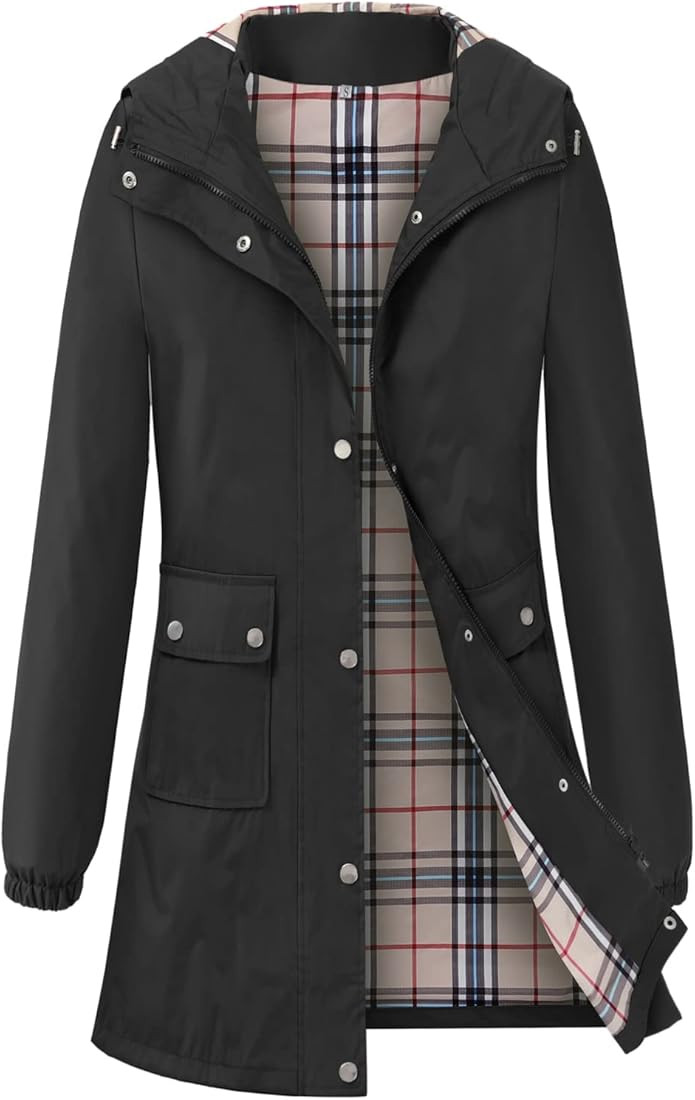 Adiwiid Rain Coat for Women Waterproof with Hood Lightweight Women's Rain Jacket Outdoor Trench Wind | Amazon (US)