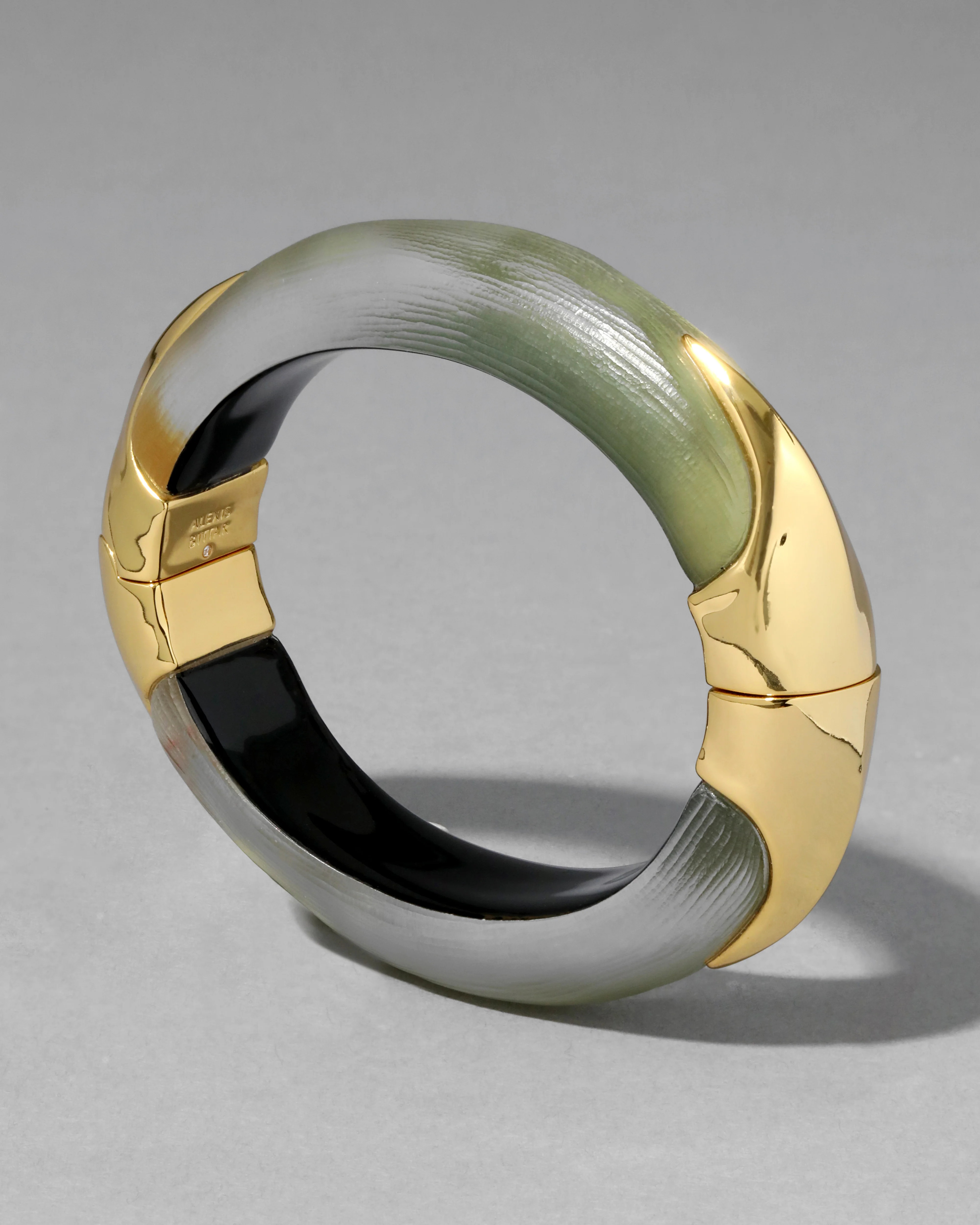 Sage Luminous Lucite Claw Hinge Bracelet | Green Hinge Bracelet | Alexis Bittar