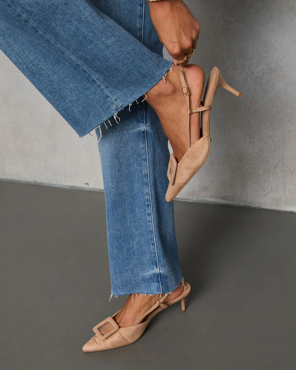 Hazel Lane Buckle Suede Slingback Heels | VICI