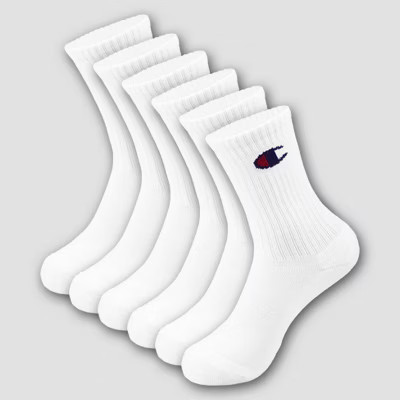 Champion Boys' 6pk Crew Socks - Ivory L | Target