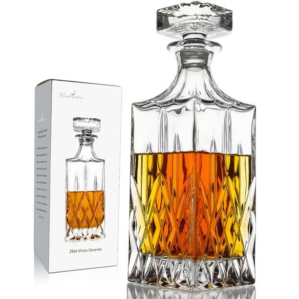 Crystal Whiskey Decanter 100% Lead Free 25oz/750ml Diamond Decanter with Glass Stopper for Whiske... | Walmart (US)