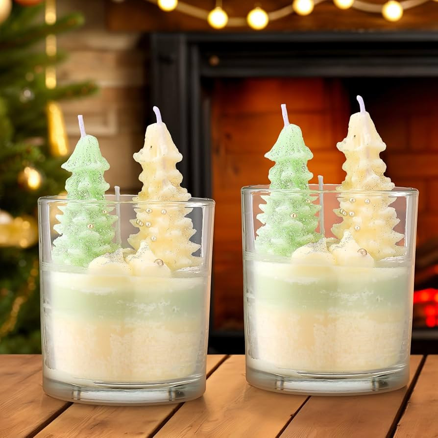 2 Pack Christmas Aspen Scented Tree Candles Winter Forest Viral Tape Tree Candle Christmas Snowy ... | Amazon (US)