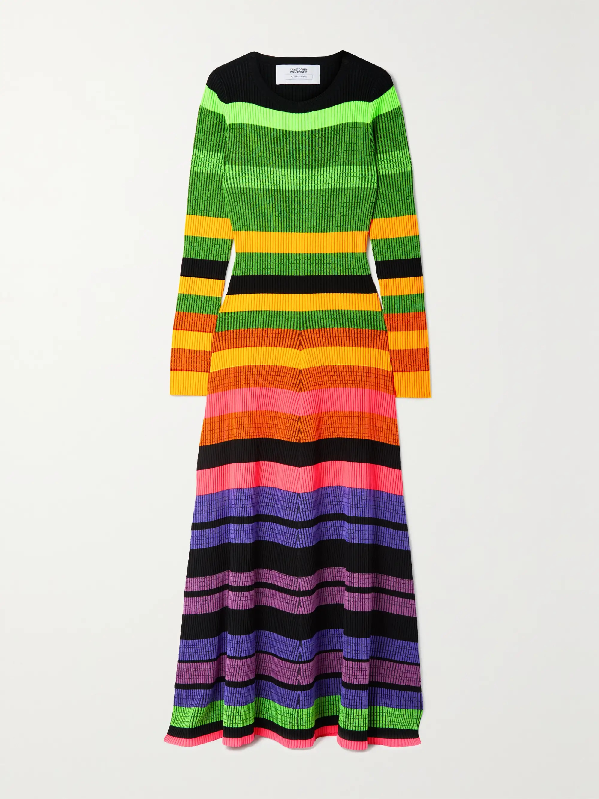 Green Open-back striped ribbed-knit maxi dress | CHRISTOPHER JOHN ROGERS | NET-A-PORTER | NET-A-PORTER (UK & EU)