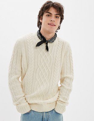 AE Super Soft Cable Knit Crew Neck Sweater | American Eagle Outfitters (US & CA)